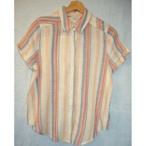 New With Tags Lucky Brand Striped Button-down Short-Sleeved Cotton/Modal Shirt